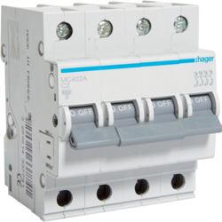 Hager MC402A, MCB 4P 6kA C-2A 4M, 3250614337673