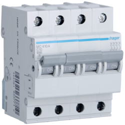 Hager MC410A, MCB 4P 6kA C-10A 4M, 3250614337710