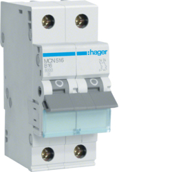 Hager MCN516, MCB 1P+N 6kA C-16A 2M, 3250614311758
