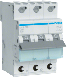 Hager MCS320, MCB 3P 6kA C-20A Quick Connect 3M, 3250614315343