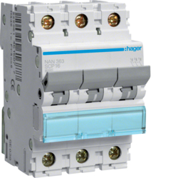 Hager NAN363, MCB 3P 10kA SCP-63A 3M, 3250614611223