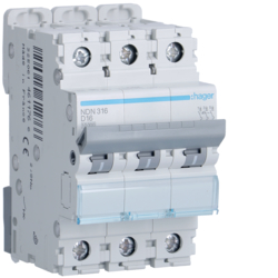 Hager NDN316, MCB 3P 10kA/15kA D-16A 3M, 3250614611766