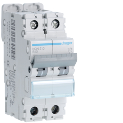 Hager NQN210, MCB 2P 25kA B-10A 2M, 3250614645594