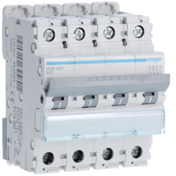 Hager NQN410, MCB 4P 25kA B-10A 4M, 3250614645891