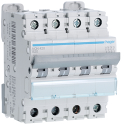 Hager NQN420, MCB 4P 25kA B-20A 4M, 3250614645921