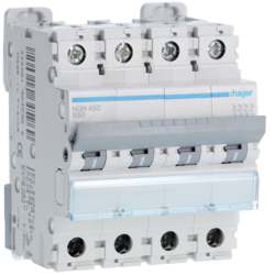 Hager NQN450, MCB 4P 15kA B-50A 4M, 3250614645969