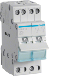 Hager SFB216, 2P 16A Centre Off Changeover , Bottom, 3250615510723