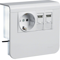 Hager sock plinth s-outl+2xCat.6A SL 20x55 pw