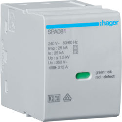 Hager SPA081, Cartridge L-N/PEN 350V 25kA, 3250615514820