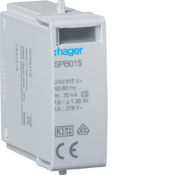 Hager SPB015, Cartridge T2 L-N Uc 275V Up 1.35kV, 3250615514851