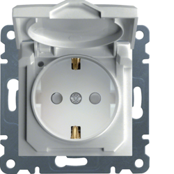 Hager Socket Schuko h. lid enh. cont. prot. Wh