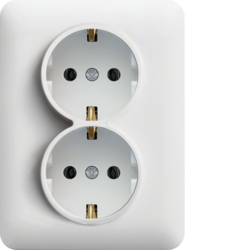 Hager Double Schuko socket - white