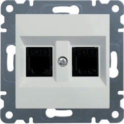 Hager Double telephone socket - white
