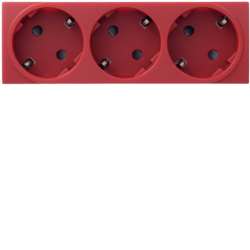 Hager Systo Triple socket Schuko Red
