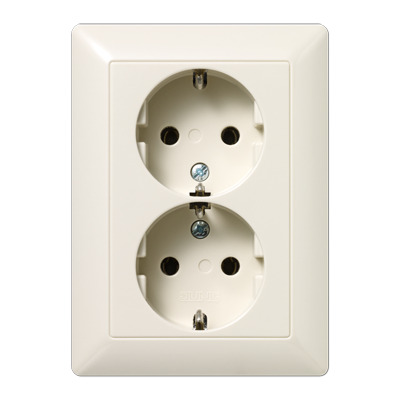 JUNG AS5020NU, 2G Schuko socket with child protection, 4011377986053